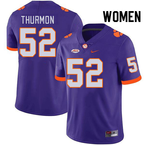 Women #52 Elyjah Thurmon Clemson Tigers College Football Jerseys Stitched-Purple